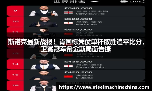 斯诺克最新战报！肖国栋凭仗单杆取胜追平比分，卫冕冠军希金斯局面告捷